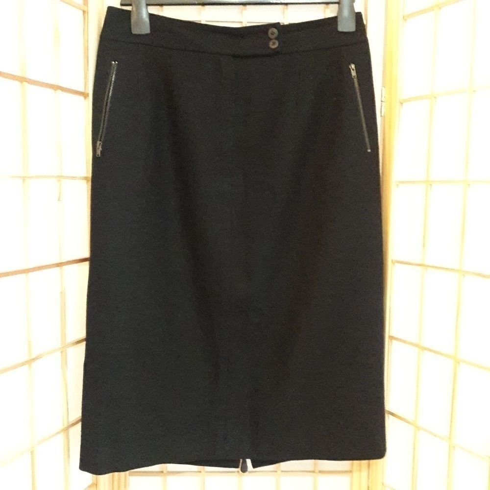 Harve Benard Zip Back Pockets Wool Blend Skirt